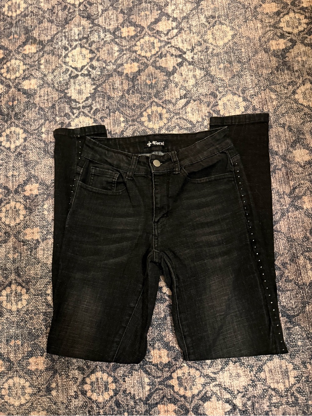 Vocal Black Skinny Jeans with Side Stud Detailing